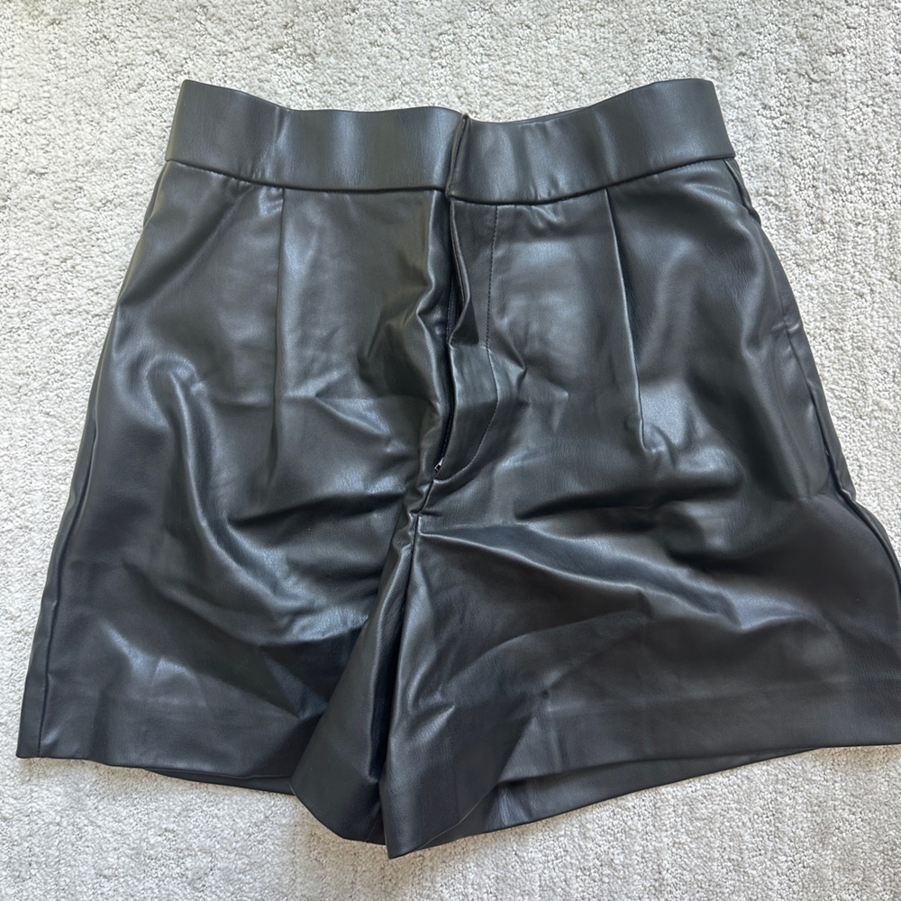 Zara Black Leather Mini Shorts